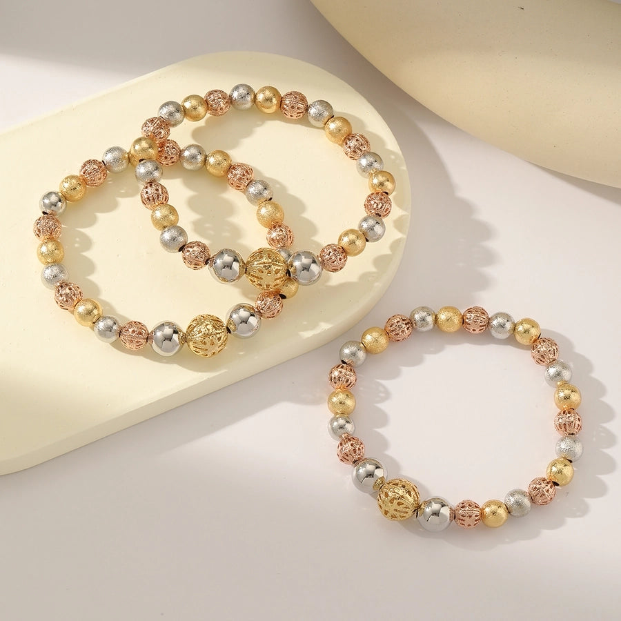 Modern Style Artistic 18K Gold Plated Hollow Out Bracelets 3 pieces