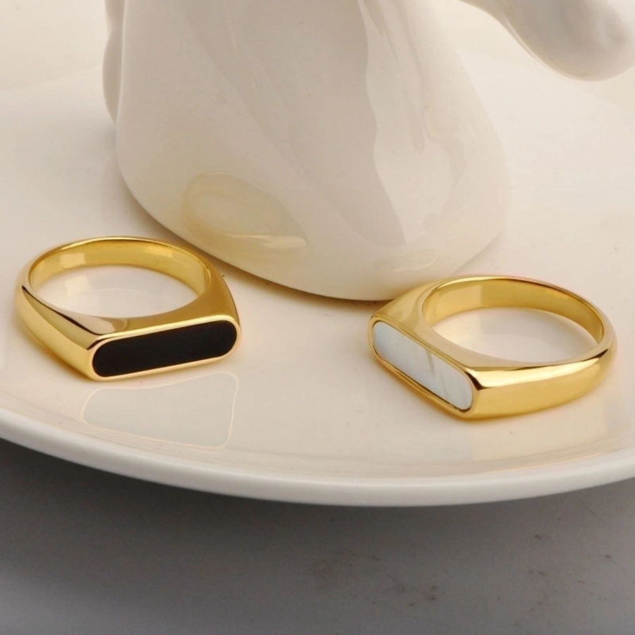 Jewelry Simple Style Geometric Titanium Steel Shell 18K Gold Plated Plating Inlay Rings