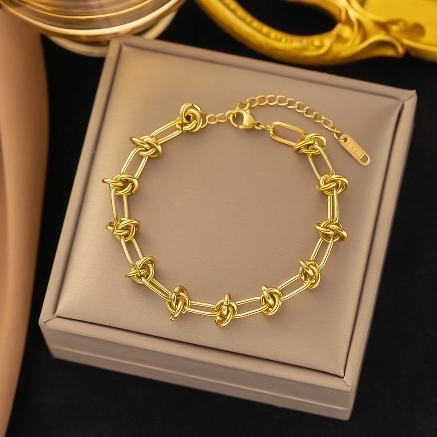 18K Gold Plated Trendy Heart Grain Bracelet Set