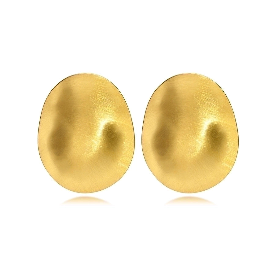 Oval Plating 18K Gold Plated Ear Studs