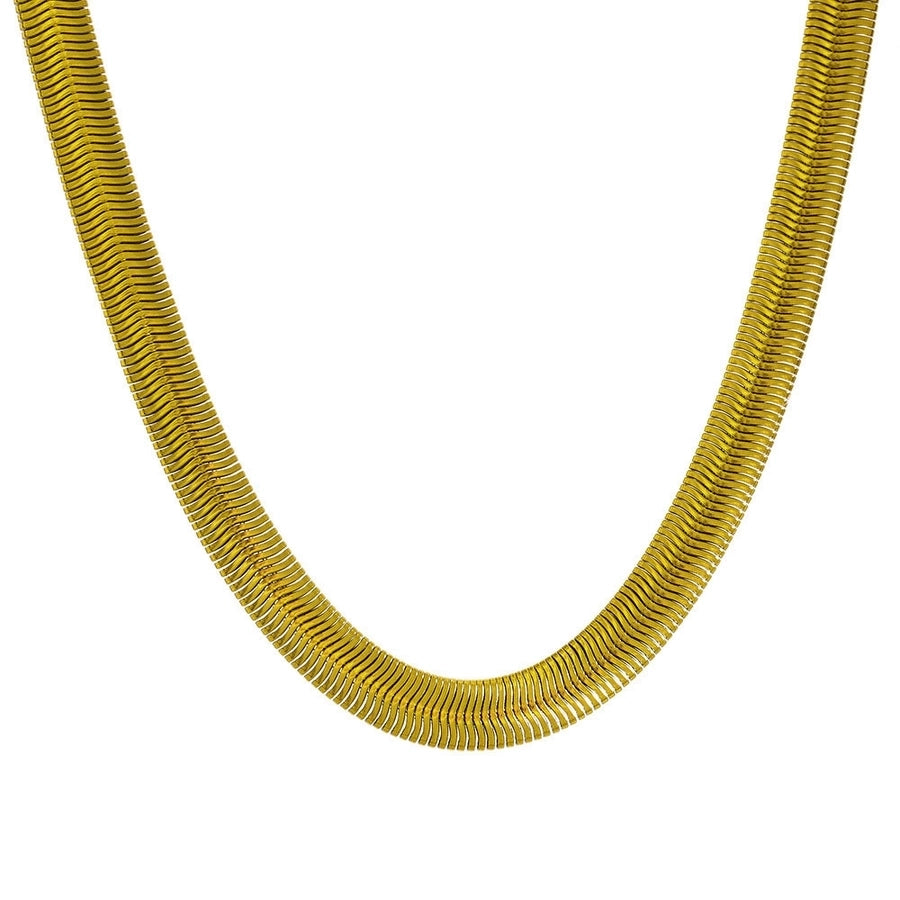 Sleek Solid Snake 18K Gold Plated Necklace