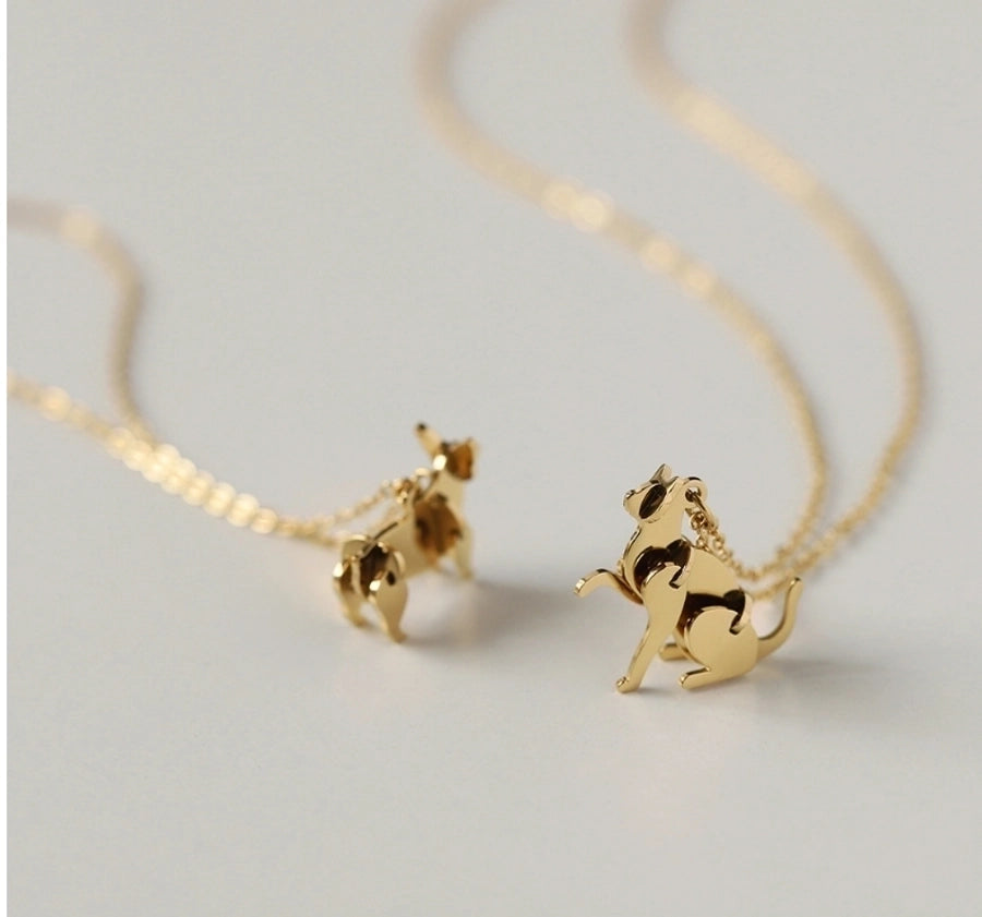 Simple Gold Cat Pendant/Dog Pendant Necklace