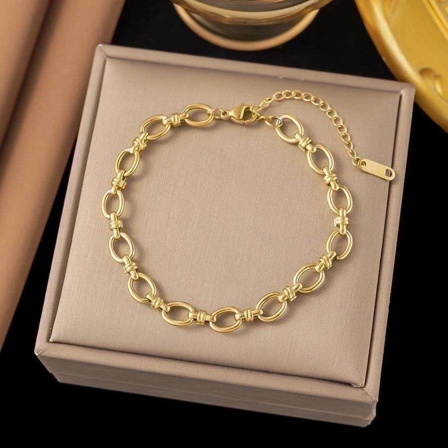 18K Gold Plated Trendy Heart Grain Bracelet Set