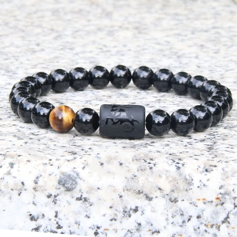 Astrological signs natural stone beaded carving bracelets