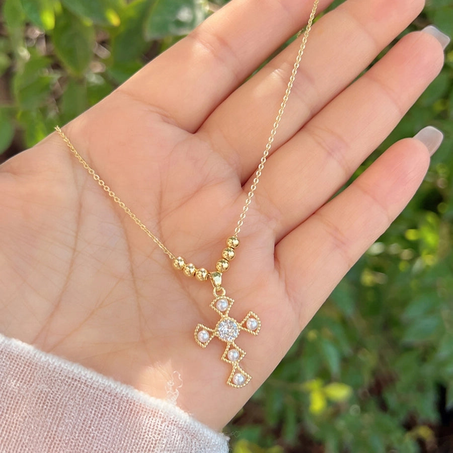 18K Gold Plated Cross Pendant Necklace