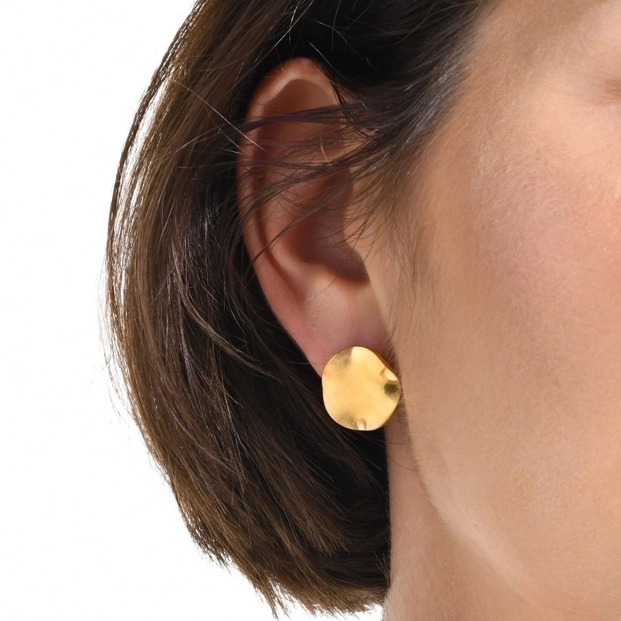 Oval Plating 18K Gold Plated Ear Studs