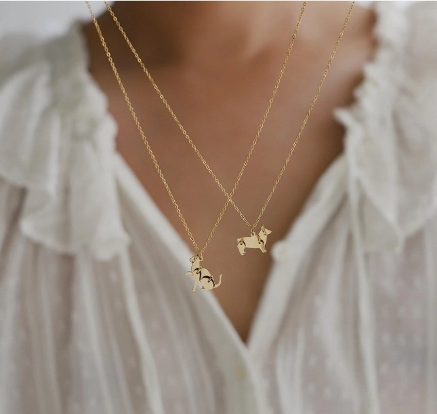 Simple Gold Cat Pendant/Dog Pendant Necklace